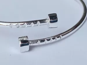 Solid 925 Sterling Silver Cuff Bracelet Screw Nail Wrap Bangle Handmade Jewelry - Picture 1 of 7