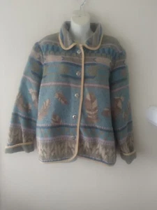 Vintage Coldwater Creek Women’s Feather Western Wool Blend Jacket XL Aztec - Picture 1 of 8