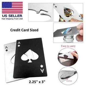 Ace of Spades Card Bottle Opener Wallet EDC Poker Holdem Player Fun Party Gift - Picture 1 of 3