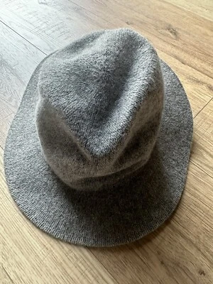 Anthropologie 灰色涤纶毛毡牧场主帽子女式均码 O/S — 第 1/4 张图片