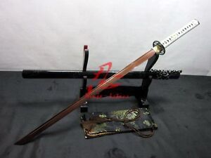 hand forged folded steel blade iron tsuba japanese ninja katana sword sharpened