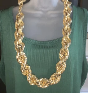 34” Heavy Thick Rope Old School Rapper Cosplay Costume Gold Pimp Chain Bling - Picture 1 of 12