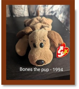 1994 Bones Beanie Baby by Ty 🐶 “Fetch Me If You Can!” – See Tag Info Below - Picture 1 of 11
