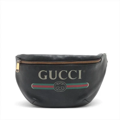 Gucci Logo Print Leather Sling backpack Black 530412 - Image 1 of 4
