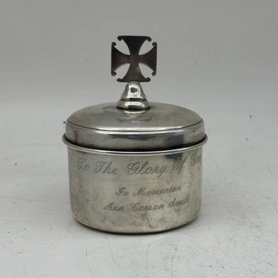 Caja conmemorativa Gorham plata esterlina Pyx Ciborium 1900 tapa cruzada 99 g Foto 1 de 4