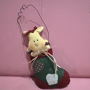 Ornament With Plush Reindeer Inside Stocking Wire Hanger 6” - Picture 1 of 3