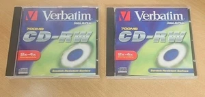 2 x Verbatim CD-RW 2 - 4x - 80MIN / 700MB Rewritable Blank CDRW - Picture 1 of 6