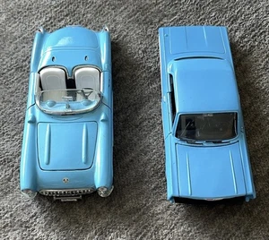 1957 Chevrolet Corvette & 1963 Chevrolet Impala SS 1:24 Baby Blue Collector Cars - Picture 1 of 13
