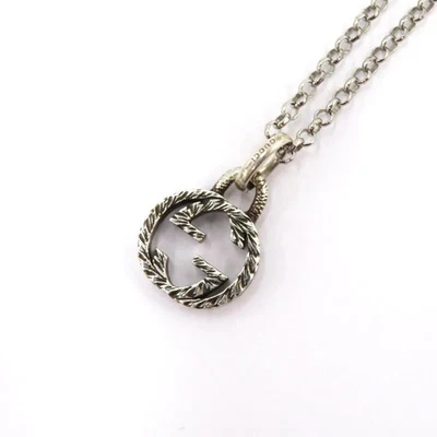 GUCCI Collana G ad incastro 455535 Argento Catena Ciondolo Unisex Autentica - Immagine 1 di 4