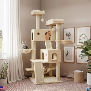 65" Kratzbaum Turm Eigentumswohnung für Indoor Katzen - mehrstufig mit Kratzbäumen - Bild 1 von 7