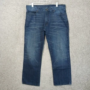 Iron Co Jeans Herren 36/30 Blau Denim Straight Leg Distressed Bestickt Arbeit - Bild 1 von 10