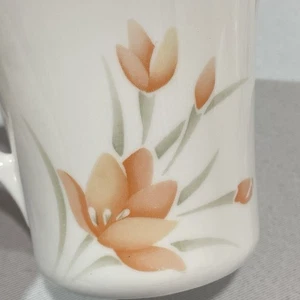 Vintage Corelle Corning Pfirsich Blumen Kaffeetassen 8 Unzen 3,5" weiß 1987 4er Set - Bild 1 von 6