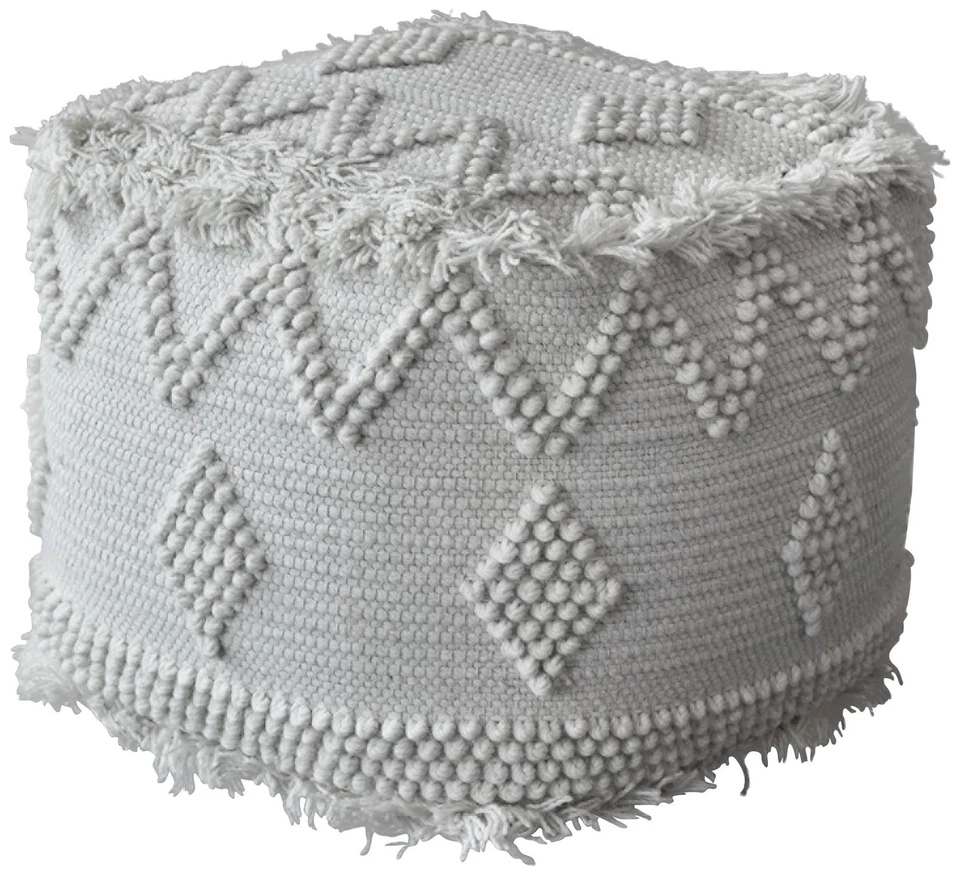 Uttermost Uriah White Ivory Wool Pouf Ottoman - Image 1 of 1