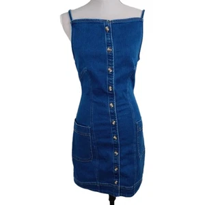 Mini Vestido Anthropologie Maeve Denim Talla S Azul Bolsillos Laterales Algodón Elástico - Imagen 1 de 17