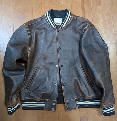 Giacca Supreme in pelle Varsity nera