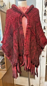 Mujeres Tejido Piel Showl Bufanda Dama Mantón de Piel Real con Borla Moda Poncho de Piel - Imagen 1 de 14