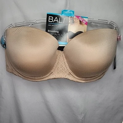 Sujetador sin tirantes Bali 36D beige con aros uno liso U DF6599 nuevo con etiquetas Foto 1 de 4