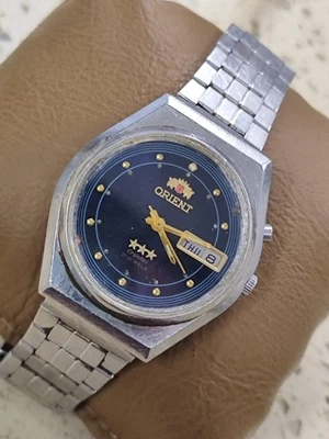 Reloj Pulsera Vintage ORIENT Cristal 3 ESTRELLAS Hombre Automático Japón Acero Inoxidable 36mm Foto 1 de 4