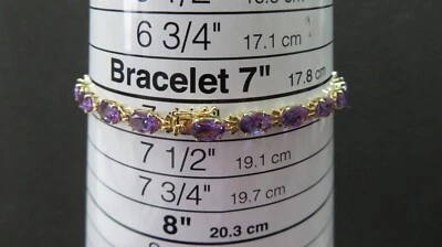 14K 纯金链紫水晶手链 7.25" /6.53 G — 第 1/4 张图片