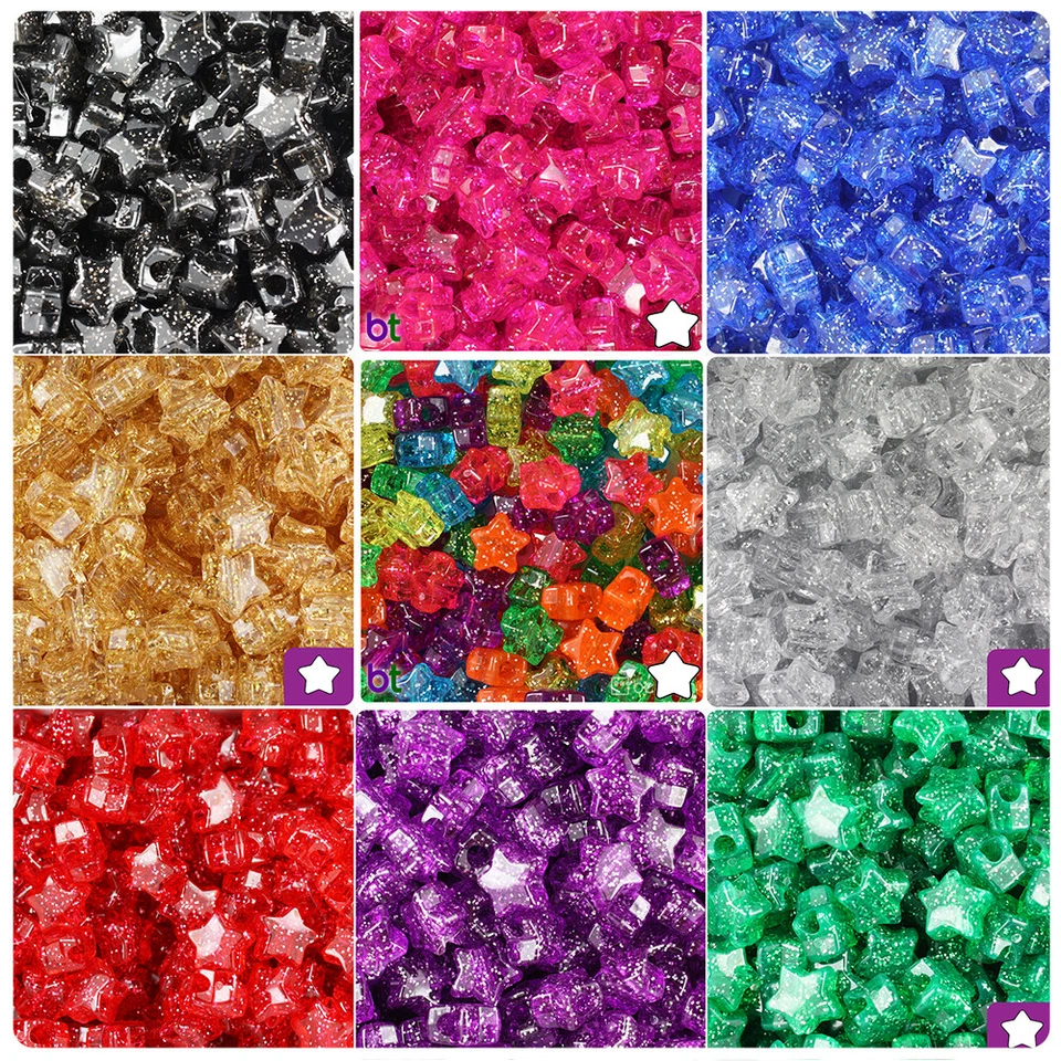 Cuentas de pony estrella BeadTin Sparkle 13 mm (250 piezas) - elección de color Foto 1 de 1