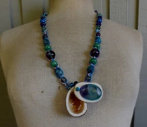 Fluorite Antler Pill Box Stash Locket Adjustable Hemp Necklace w/ Gemstone Beads - Picture 1 of 14