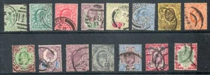 GB KEVII 1902 - 13 SG215 - SG314 ½d - 1/- Simplified Set 15 stamps Good Used - Picture 1 of 1