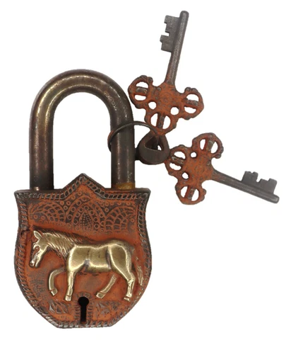 Horse Shape Door Lock Antique Vintage Finish Brass Handmade Padlock Home Décor Cover