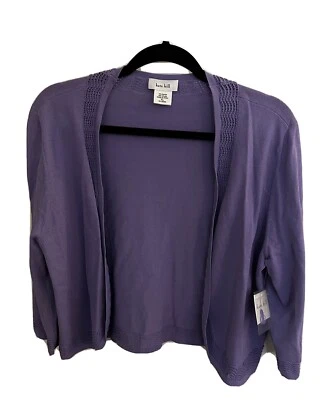 Kate Hill Essentials Crochet Open Front Cardigan - Size XL (Purple) - Image 1 of 4
