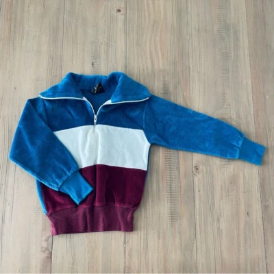 Matched Sets Jacket Toddler 2T Vintage Velour 1/4 Zip Blue Color Block - Image 1 of 4