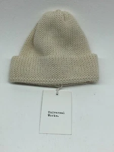 Universal Works British Wool Short Watch Cap 31350 "Ecru" Cotton Rib Beanie Hat - Picture 1 of 7