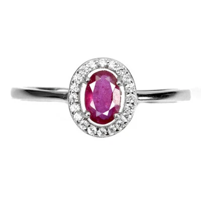 925 Sterling Silver Ring Oval Ruby 6x4mm Simulated Cz Gemstone Jewelry - Image 1 of 4
