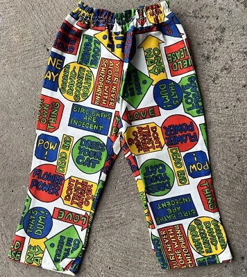 Pantalones estampados geniales promocionales publicitarios vintage años 70 para niños Foto 1 de 4
