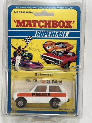 1970s Lesney SUPERFAST Matchbox Series No 20 WHITE POLICE PATROL England ROLAMAT - Image 1 of 3