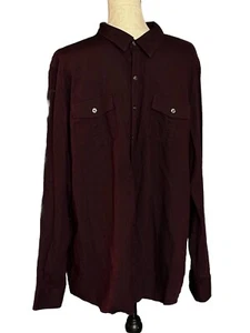 Marc Anthony Button Up Shirt Long Sleeve Mens Slim Fit Deep Plum XXL 2XL EUC - Picture 1 of 2