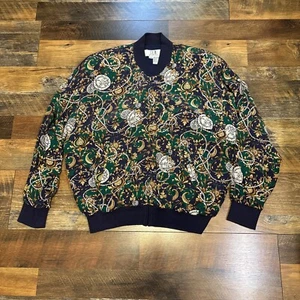Both SLB Bomber Jacket Unisex Silk Maiolica Print Entwined With A Sundial Motif - Picture 1 of 9