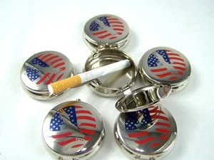 Aschenbecher klein rot weiß & blau Tasche USA patriotisch Flip Top 6 Stück Adler - Bild 1 von 10