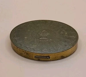Vintage Cara Nome Langlois Brass Oval Powder Compact Floral Basket - Picture 1 of 15