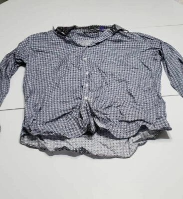 Camisa de vestir Tallia para hombre azul marino blanca geométrica puño abatible manga larga L 16,5 Foto 1 de 4