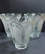 3 Vintage Frosted Glass Light Lamp Shade Globes Ruffled Edge 2" Fitter; 5" Tall