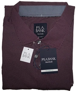 Camisa Jos A Bank Traveler Manga Larga XL Ajuste A Medida Elastizada Borgoña Nueva con Etiquetas - Imagen 1 de 3