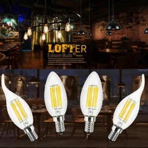Dimmable LED Filament Candle Light Edison Bulbs E14 220V 240V 2W 4W 6W C35/C35L - Picture 1 of 14