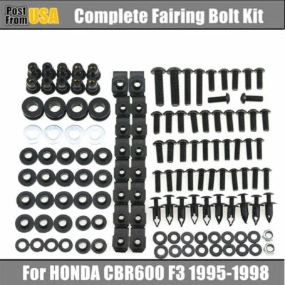 US Complete Black Fairing Bolts Kit Body screws For Honda CBR 600 F3 1995-1998 - Image 1 of 4