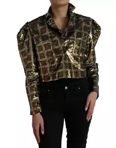 Dolce&Gabbana Women Gold Blazer 100% Polyester Sequined Cropped Jacket Sz IT 40 - Picture 1 of 5
