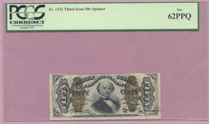Fractional Currency, 50c, Fifty Cents,Third Issue, Spinner, FR-1331, PCGS 62 PPQ - Picture 1 of 2