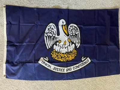Vtg LOUISIANA State FLAG 3' x 5' USA Nola Union Justice And Confidence 80s 90s - Image 1 of 4