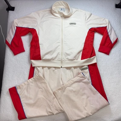 Adidas Originals Women’s 3X Luxury Tracksuit Wonder White / Red HL0064 - Image 1 of 4