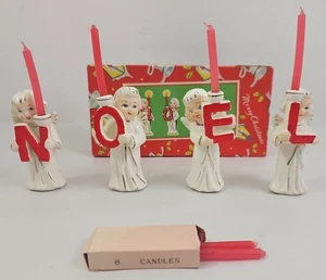 Vintage NOEL Angels ~ Candleholders ~ Christmas ~ Japan ~ Original Box - Picture 1 of 15