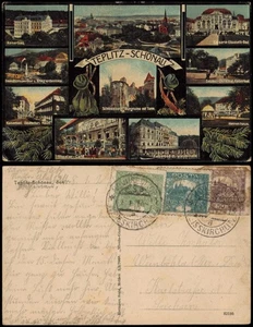 Teplitz-Schönau Teplice Straßen, Emanationspavillon u. Kriegerdenkmal. 1914 - Picture 1 of 3