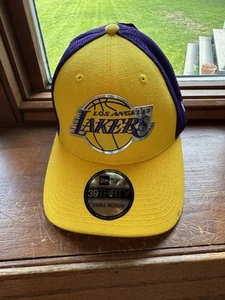 New Era 39Thirty Los Angeles Lakers A Frame Purple Stretch Fit Hat Size S/M - Picture 1 of 7