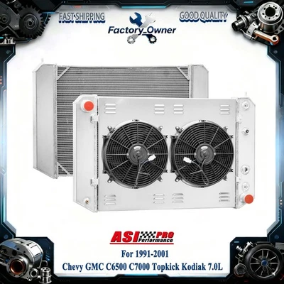 3 Row Radiator Shroud Fan For 1991~01 Chevy GMC C6500 C7000 Topkick Kodiak 7.0L. - Imagem 1 de 4